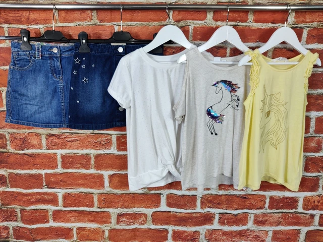 GIRLS BUNDLE AGE 6-7 YEARS BODEN GAP etc DENIM SKIRT TOP T-SHIRT UNICORN 122CM