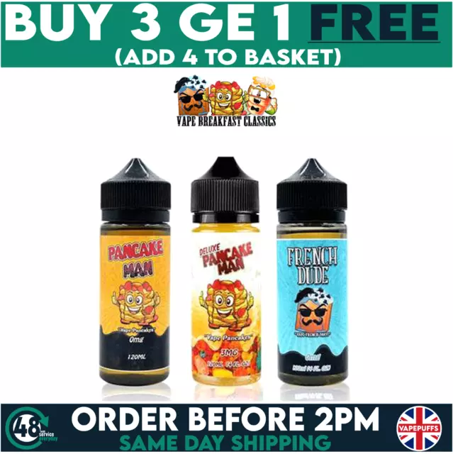 Genuine Pancake Man Vape Breakfast Classic French Dude | E-Liquid | 100ML | 0MG