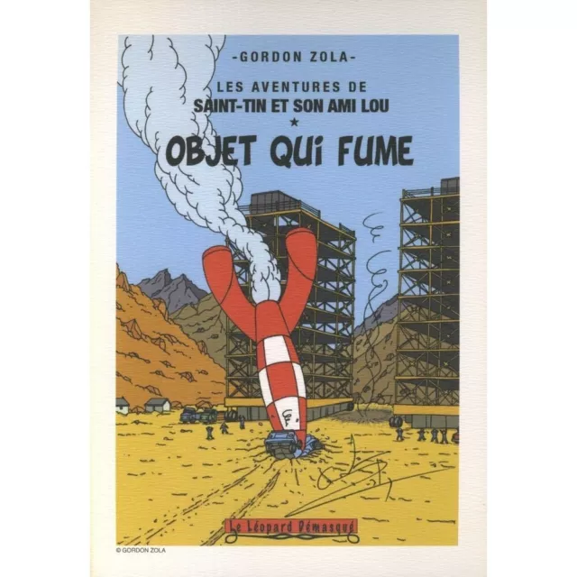 Ex-libris Offset Hommage à Tintin Gordon Zola Objet qui fume (14,5x21cm)