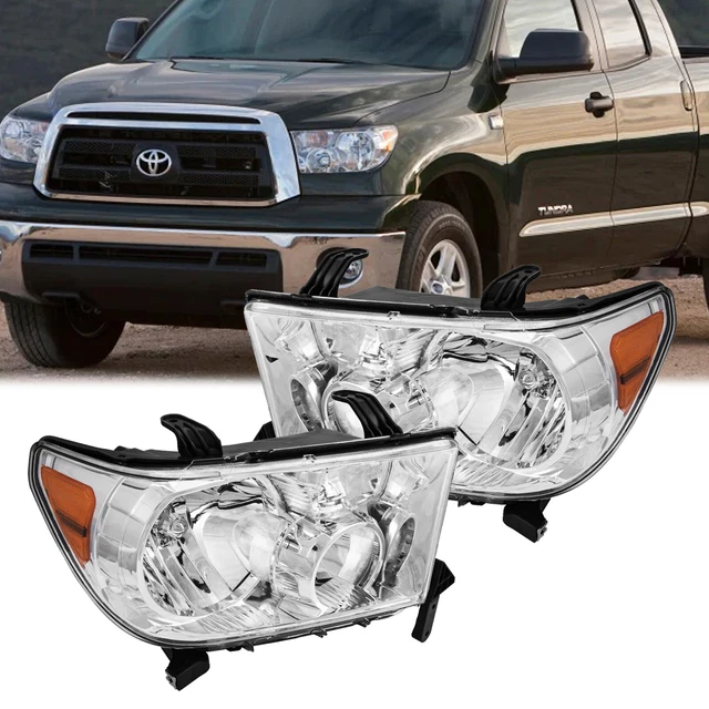 For 07-13 Toyota Tundra 08-17 Sequoia Chrome Amber Corner Headlight Head Lamp