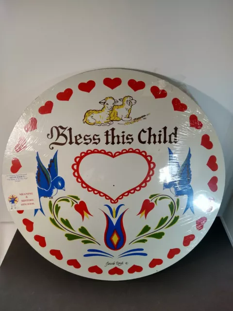16" JACOB ZOOK HEX SIGN, Bless This Child Vintage Folk Art Wall Hanging PA Dutch