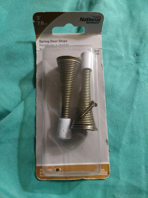 National Hardware N184-341, 3" Spring Door Stops, Antique Brass Finish, 2pk., FS