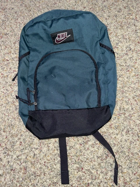 VINTAGE 90's NIKE BACKPACK BOOK BAG GREEN BLACK 1990's SPORTSWEAR e