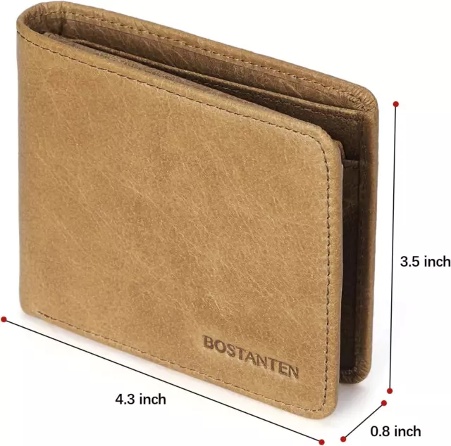 GENUINE LEATHER WALLETS for Men Bifold RFID Blocking Wallet with 2 ID ...