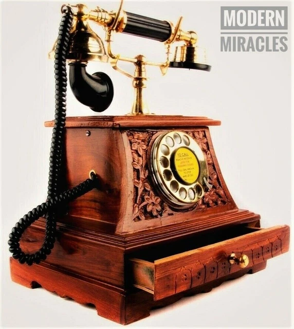 Antiguo latón victoriano dial giratorio teléfono Maharaja teléfono de...