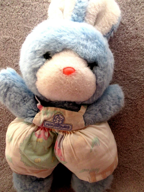 doudou peluche NOUNOURS lapin bleu salopette vintage  france 33cm boulgom
