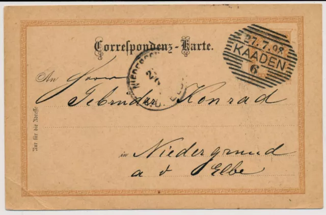 ÖSTERREICH 1898 2Kr Korr-Karte KAADEN (B) Schön, attraktiv!