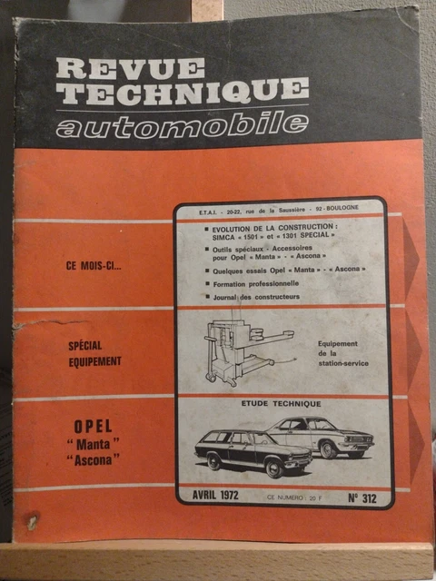 revue technique automobile RTA Opel ASCONA  MANTA n° 312