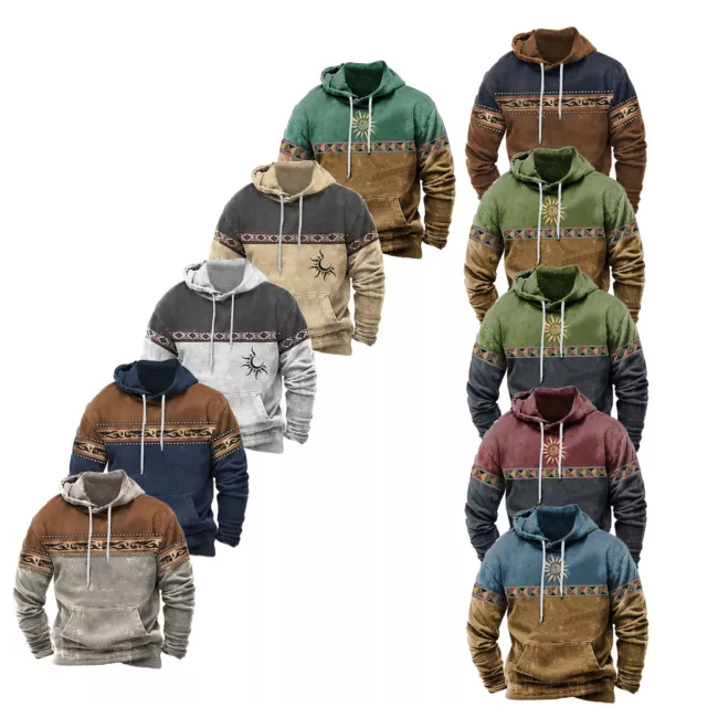 Mens Hoddie Fall Pullover Jogging Sweatshirt Hooded Streetwear Activities Adult 2