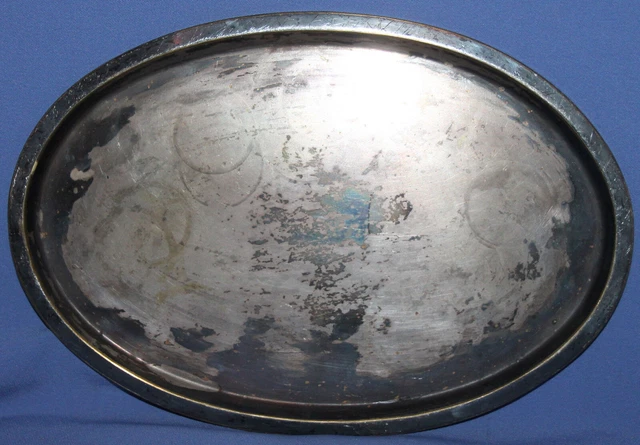 Plateau | Laiton plaqué argent | Bord rainuré | Petit