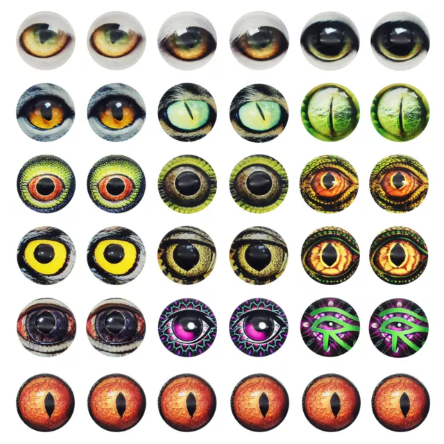 Assorted 6-30mm Flatback Glass Cabochons Dragon Eyes Animal Eyes For DIY Crafts