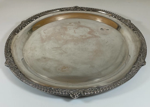 Grande piastra salvacaricabatterie antica pesante EPNS placcata in argento 37 cm