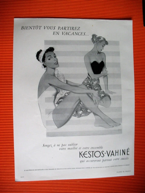 Kestos Vahiné Press Advertisement Swimsuits Young Women Ad 1952