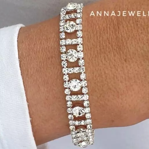 Silver Beauty Sparkly Crystal Rhinestone Bracelet Bangle Women Jewellery Gift UK