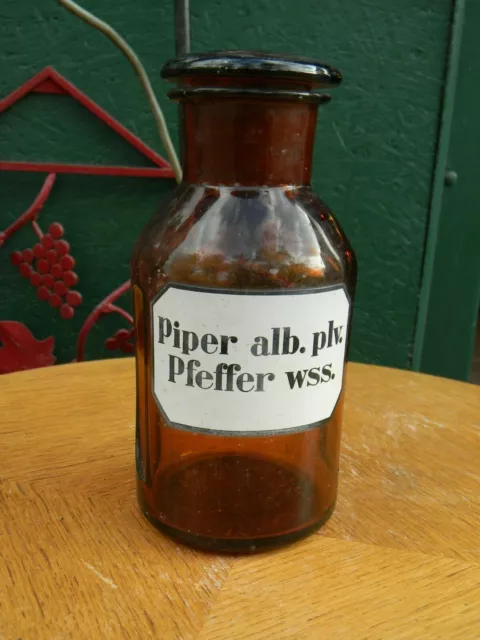 Flasche Apotheke Apotheker Antik Piper Alb Plv Pfeffer Wss