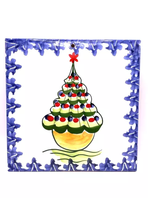 Supporto Per Bicottura ITALY - CHRISTMAS TREE 🎄 Hanging TILE TRIVET - 8" x 8"