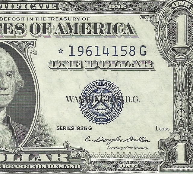 RARE 1935G $1 WITH MOTTO (~**STAR**~) CRISP AU-UNC! Old US Paper Money!