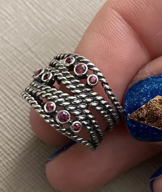 Pandora rhodolite ring hotsell