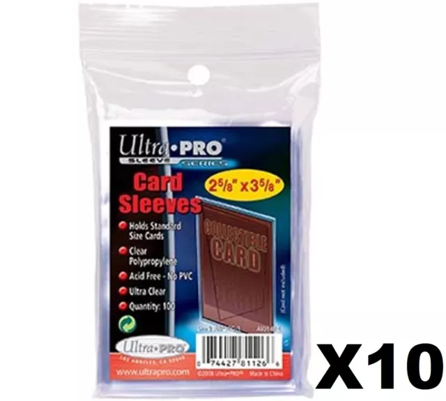 10 x 100 ct Ultra Pro Regular Card Protector Sleeves Penny Plastic Clear Packs 2