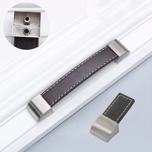 1PC Leather Handle Knobs Kitchen Drawer Cabinet Wardrobe Pull Furniture Hardware