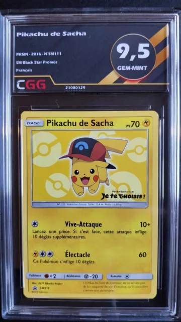 Pikachu de Sacha (SM 111) SM Black Star Promos FRANCAIS CGG 9,5 2108129 POKEMON