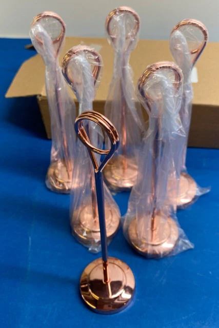 Metal Place Card or Photo Holders Rose & Gold 8 Inch Tall Weddings  Lot of 6