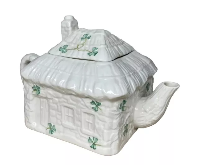 Belleek Shamrock Irish Cottage Collectors Tea Pot, Mint! Must See!!! 2