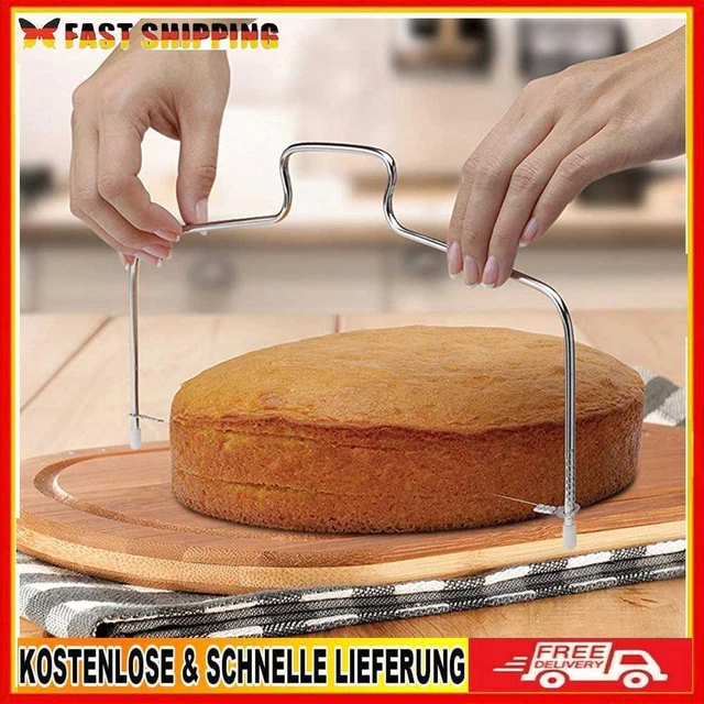 Dispositivo di taglio torta doppia linea filo in acciaio inox regolabile per gadget da cucina