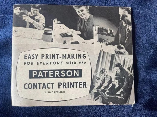 Vintage Paterson Contact Printer Safelight booklet