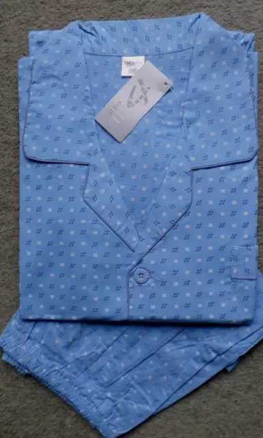2 x Herren Schlafanzug kurz Shorty Knöpfe Eingriff gewebt Baumwolle Gr.64 NEU(3)