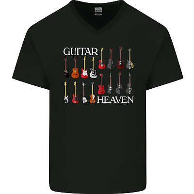 Guitar Heaven Collection Guitarist Acoustic Mens V-Neck Cotton T-Shirt
