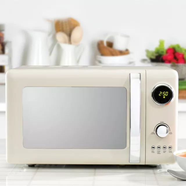 Daewoo Kensington Microwave Retro Cream 20L Digital Timer Defrost 5 Setting 800W