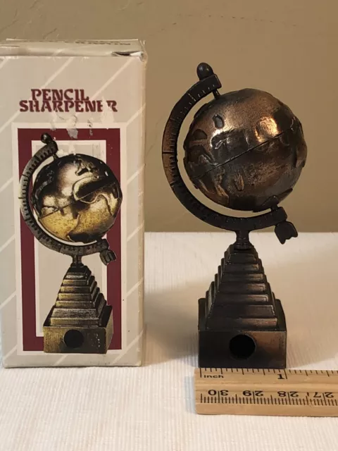 Vintage Hong Kong Miniature Die Cast Metal Pencil Sharpener GLOBE MAP w/ Box B29 Vintage Hong Kong Miniature Die Cast Metal Pencil Sharpener GLOBE MAP w/ Box B29