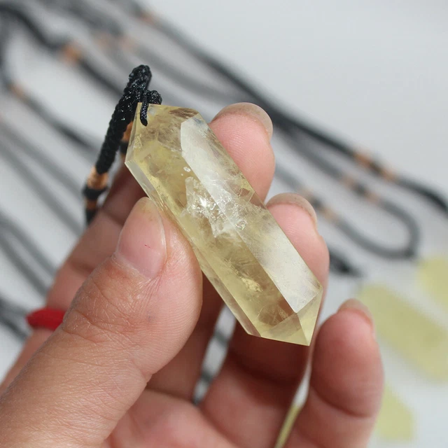 Natural Yellow Citrine Quartz Crystal Pendant Necklace Chakra Gemstone Healing