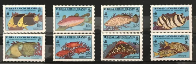 TURKS & CAICOS ISLANDS - 1990 FISH COMPLETE SET NHM SG 1028-35 cv £13