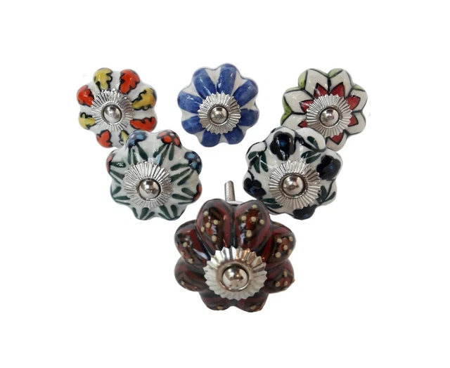 Boutons De Porte En Céramique Tiroir De Tiroir Multicolore Boutons De...