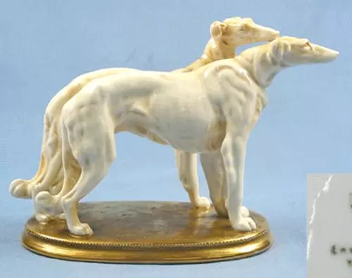 Borzoi Perro de Viento Figura ens Porcelana Dog Antiguo