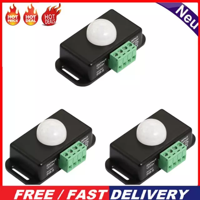 DC 12V 24V 6A PIR Motion Sensor Switch Automatic for LED Strip Light (Black