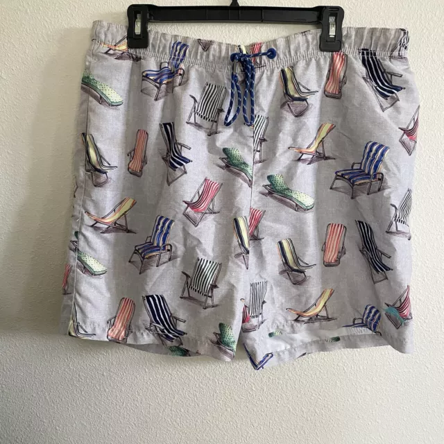 Tommy Bahama L x 6" Naples On The Beach All Over Beach Chair Print Swim Trunks