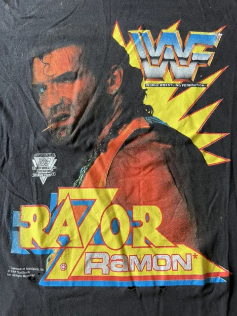 Vintage 90s WWF WWE RAZOR RAMON 1992 WRESTLING T-SHIRT SCOTT HALL TITANSPORTS 2