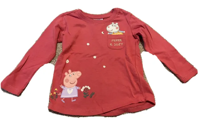 Girls Peppa Pig And Suzy Long Sleeve Pink Top Size 2