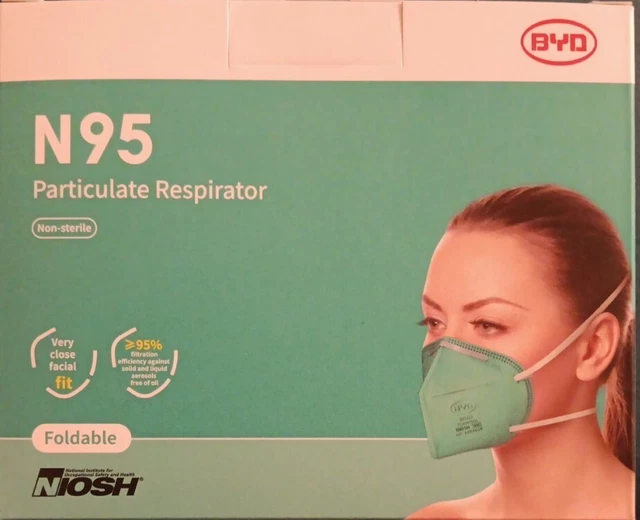 BYD GENUINE N95 Foldable Particulate Respirator Mask NIOSH 20Count 15