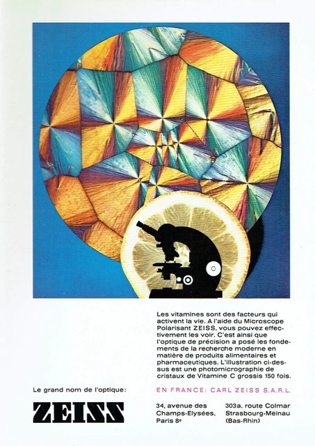 publicité Advertising 0423  1966    Zeiss  grand nom de l'optique microscope