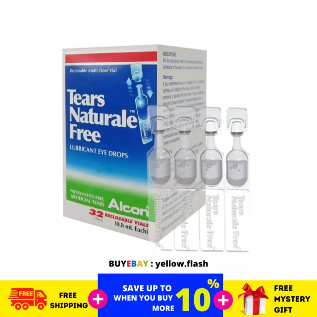 1 x ALCON TEARS NATURALE FREE Gouttes oculaires sèches lubrifiantes 32...