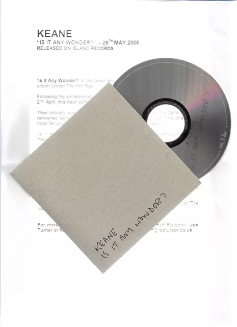 Keane - Is It Any Wonder? - Scarce 2006 UK 1trk promo CD w/ Press Release sheet