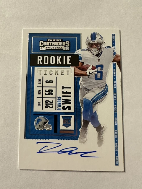 2020 Panini Contenders D'Andre Swift Variation RC Rookie Ticket Auto #115 Lions
