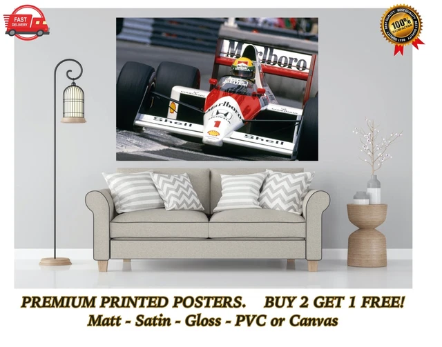 Poster Encadré Marlboro Ayrton Senna - Publicité F1 Années 80 - Neuf