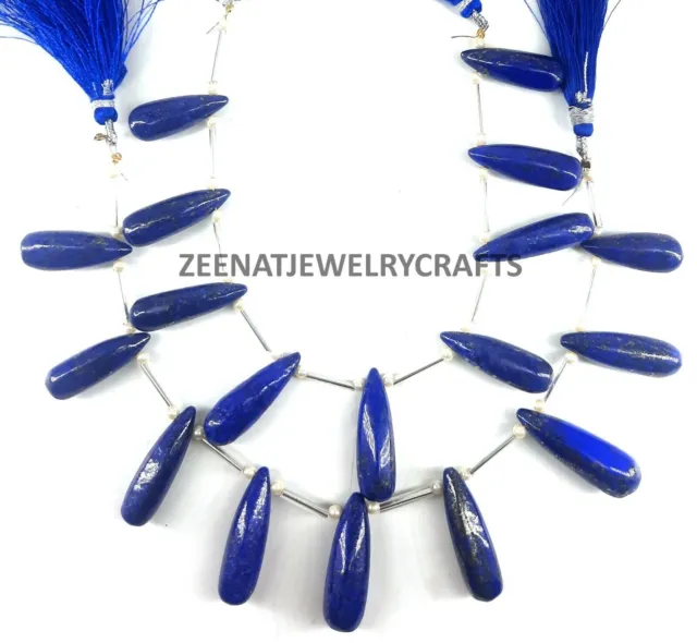 8 "Natural Blue Lapis Copper Smooth Drop Gemstone Beads Jewelry Making...