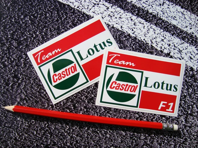 Lotus Racing Sticker CASTROL TEAM LOTUS STICKERS VINTAGE F1 STYLE 8 1/2cm X 6cm TARGA FLORIO ...