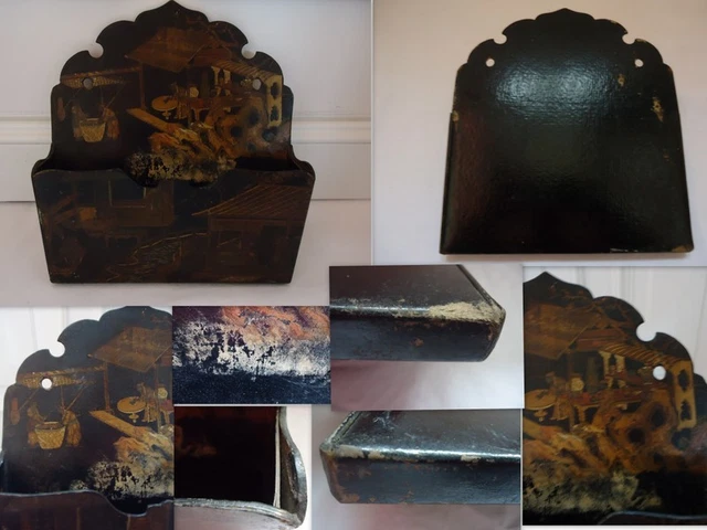 Ancien Porte Courrier Range Lettre Mural Xixeme Napoleon Iii Decor Japonisant
